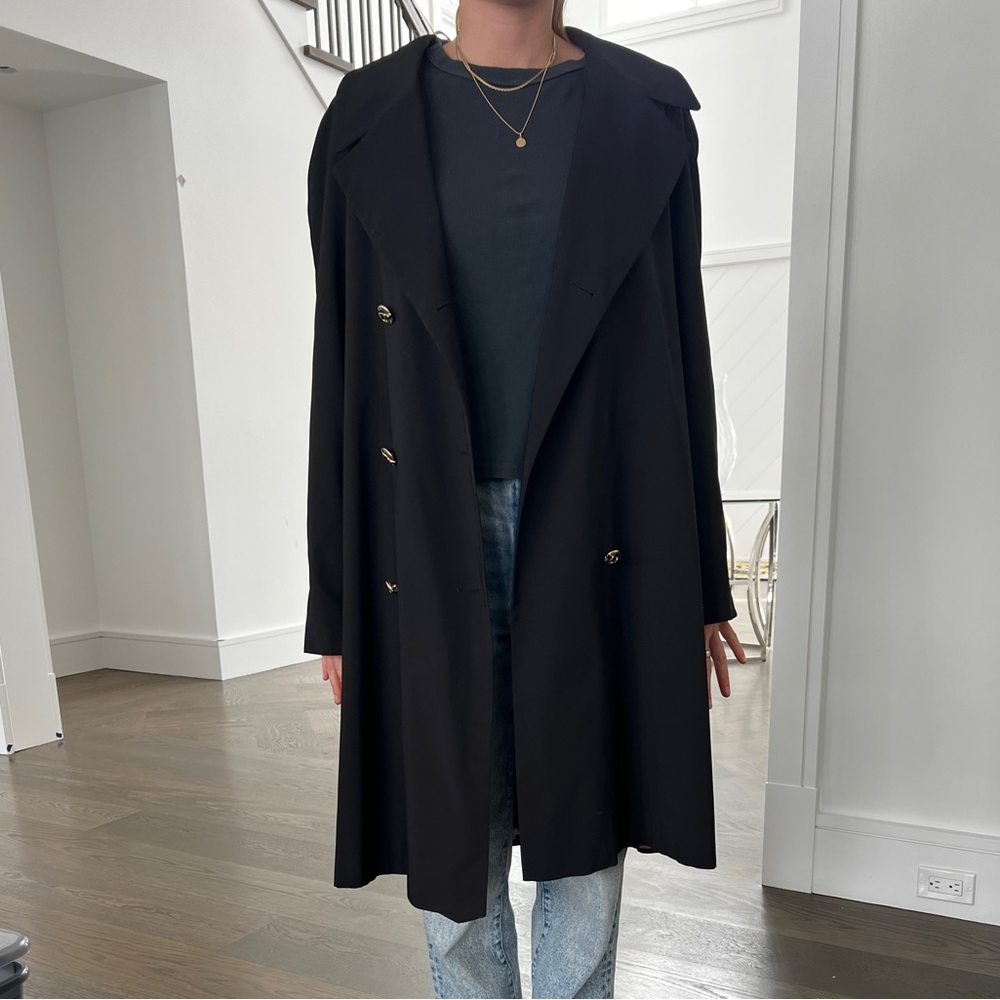 St. John Black Double-Breasted Coat